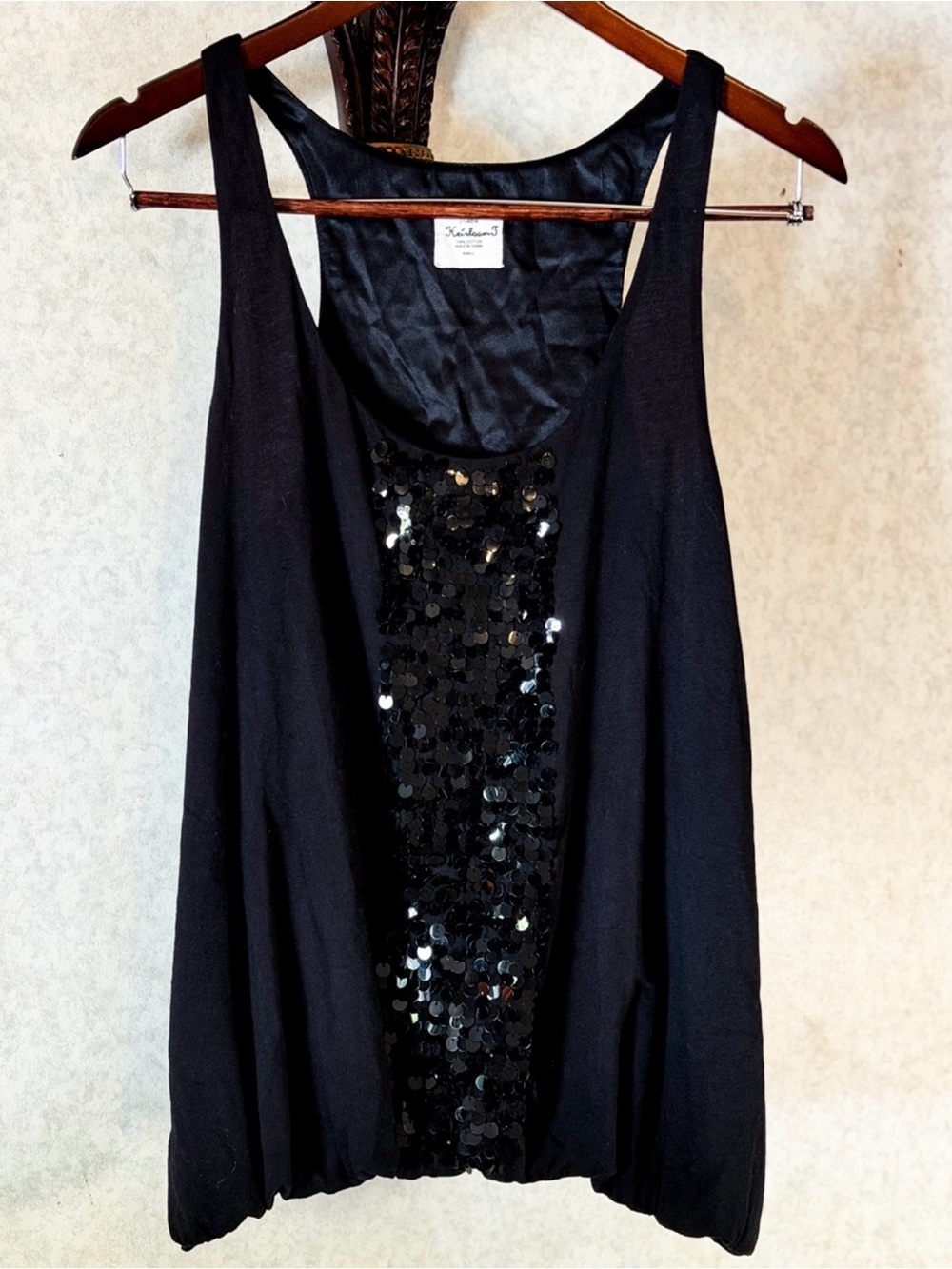 J.Crew Heirloom Black Sequin Panel Tank Top Silk Lined Dressy Blouse Small - Picture 2 of 8